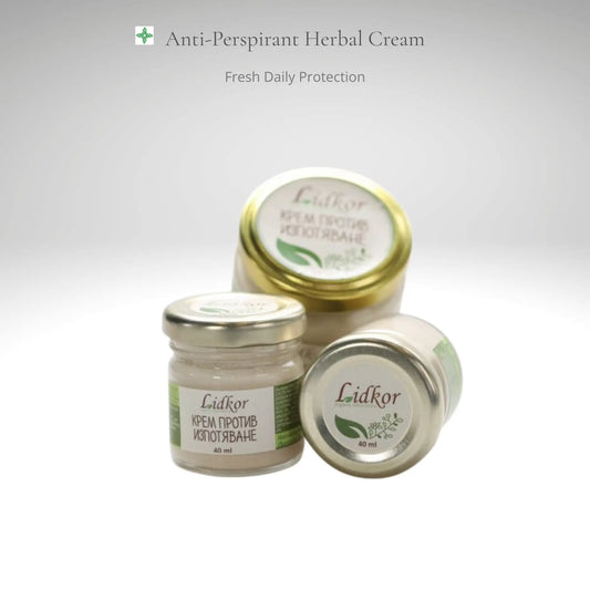 Natural anti-perspiration cream by Lidkor in jar packaging, botanical deodorant skincare for long-lasting freshness, odor control and comfortable skin feel